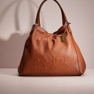 Coach Edie Pebble Shoulder Bag  With Horse And Carriage